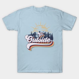 Go outside camping adventure, cute retro typography T-Shirt